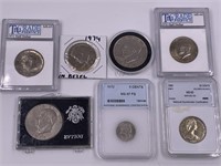 Foreign and domestic coins most are graded