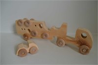 Handmade Wooden Truck and Car Set