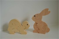 Handmade Wooden Bunny and Turtle Puzzle