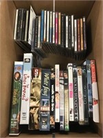 CDs and VHS tape assortment