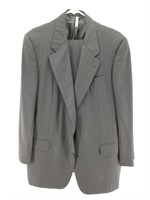 Two piece men's pin stripe suit for a very large m