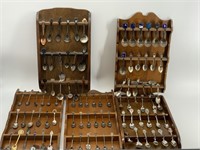 Lot of 5 display boards full of collector's spoons