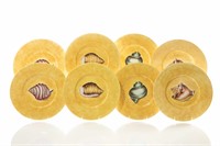 EIGHT ITALIAN HAND PAINTED PORCELAIN SHELL PLATES