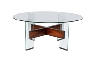 MCM ROSEWOOD & GLASS COFFEE TABLE