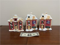 3 Christmas Village Candle Houses