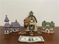 4 Fall Themed Village Figurines