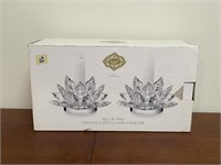 Shannon Crystal 2 Lotus Candle Holders