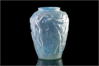 ART DECO OPALESCENT MOULDED GLASS VASE