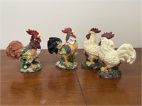 4 Decorative Rooster Figurines