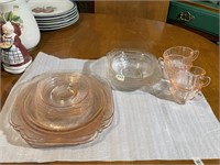 Assorted Pink Depression Glass Dishes