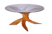 MCM BENTWOOD PROPELLER-STYLE & GLASS TOP TABLE