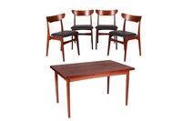 DANISH MCM TEAK DINING TABLE AND FOUR CHAIRS