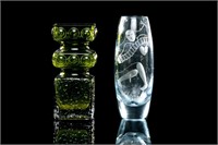TWO DANISH MID CENTURY MODERN STUDIO GLASS PIECES