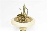 Vintage Brass 8 Pc Turkish Tea Set Pedestal Table