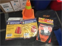 Recycle Bin w/ 3 New Safety Vests, NEW