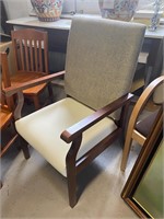 Gorgeous taupe cream side wood chair new JSI