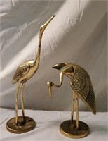 Pair of Decorative Brass Cranes