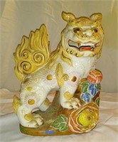 Porcelain white and gold foo dog decor