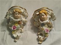 Pair of 2 Victorian style wall shelves