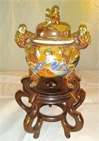 Asian style footed ginger jar