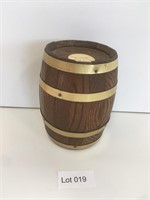 Bank of Alton Wooden Barrel Coin Bank