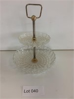 Small Crystal & Silverplate 2-Tier Tray
