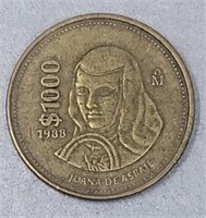 1988 $1000 Pesos Mexican Coin