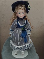 Vintage China Doll with Blue Dress and Lace
