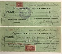 2 1939 Large Size Bank Cheque’s