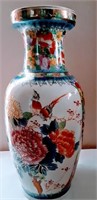 Porcelain Vase Stamped JS Birds and Flowers