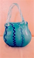 Blue Purse-Shaped Glass Vase