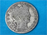 1901-O Barber Silver Half Dollar