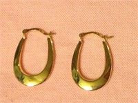 14K Gold Oblong Hoop Earrings