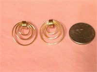 14K Gold 3 Ring Earrings