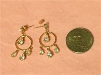 14K Gold Chandelier Earrings With Cubic Zirconia