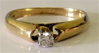 10KT Gold Solitaire Diamond Ring Sz. 5