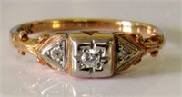 14KT Rose Gold Diamond Ring c.1940s sz. 5.75