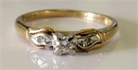 14KT Gold Diamond Ring White Gold Mount sz. 7.5