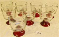 8 pcs cranberry base glasses