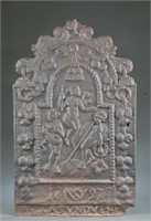 English cast iron fireback, 18th/19th c.