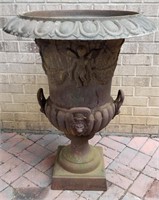 Antique cast iron Classical form urn.