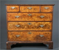 George I walnut chest of drawers.