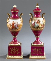 2 Royal Vienna cabinet urns, 19th c.