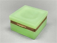 Green Opaline glass casket box.