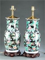 Pair of Windermere Asian style porcelain lamps.