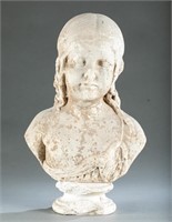 Marble bust of a girl, 19th c.