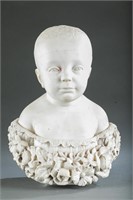 Italian marble bust of child, 19th c.