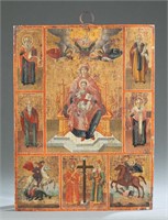 Greek icon with Mother of God and saints, 18th c.