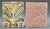 Pair of Moravian, Bucks County pottery tiles.
