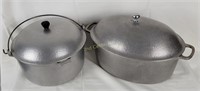 Pair Of Hammered Aluminum Cookware Pots